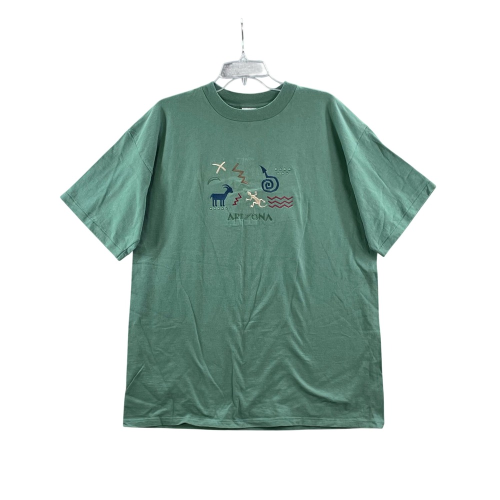 Desert Heat T-Shirt Mens XL Green Arizona Southwest Embroidered Vintage USA Made